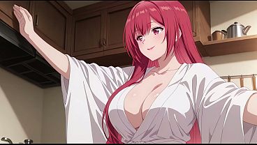 Anak Tiri Pulang Lebih Awal, Lihat Istri Bapak Masak Cuma Pakai Jubah Mungil. Kureha Enomoto Cosplay Mesum (buatan Ai)